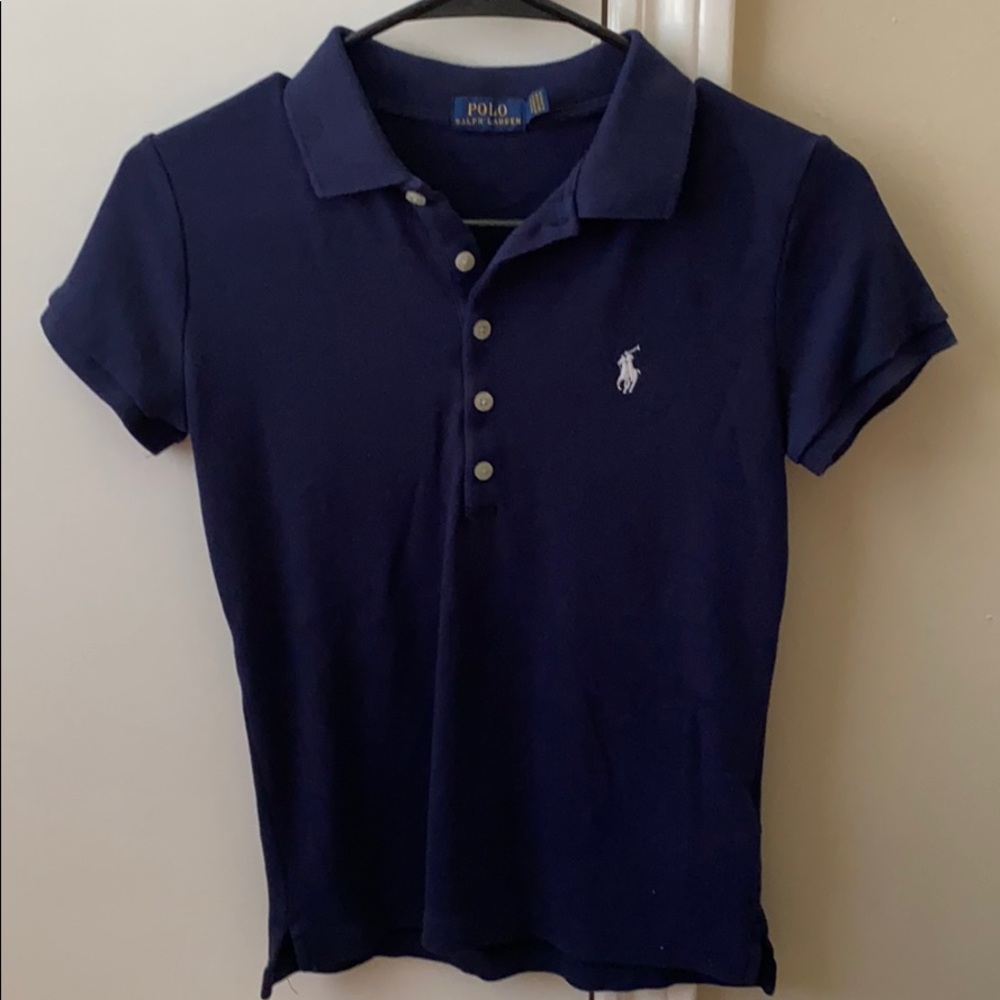 Girls navy collared Polo shirt Medium